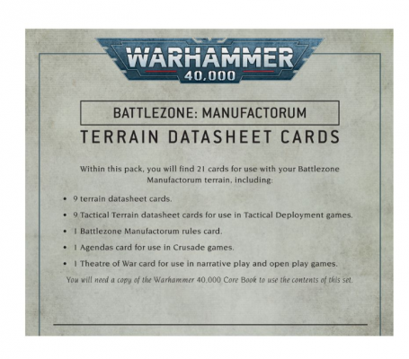 Battlezone: Manufactorum Terrain Datasheet Cards