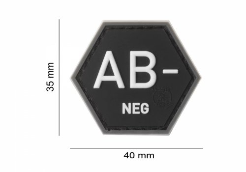 Naszywka - Bloodgroup Hexagon Rubber Patch AB Neg 