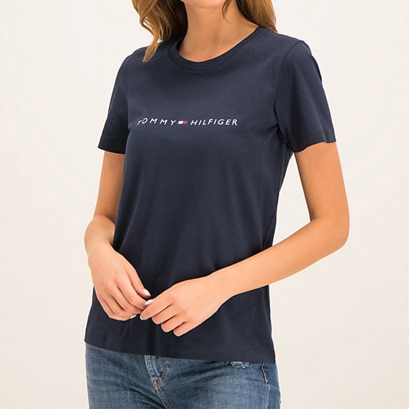 Tommy Hilfiger t-shirt koszulka damska bluzka granatowy UW0UW01618