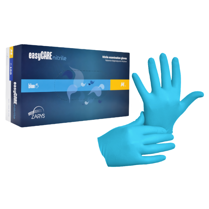 Rękawiczki Nitrylowe Bezpudrowe Niebieskie 100szt ( rozm S, M )