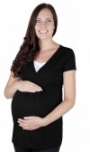 MijaCulture - bluzka ciążowa 2w1 ciążowa i do karmienia krótki rękaw „ Dora” 7104 czarny 2