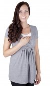 MijaCulture - bluzka ciążowa 2w1 ciążowa i do karmienia krótki rękaw „ Dora” 7104 melanż 1