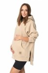 MijaCulture - 3 w 1 ciepła bluza ciążowa i do karmienia z kapturem „Stella ” M014 beżowa
