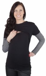 Wyjątkowa bluzka  2 w 1 dla kobiet w ciąży oraz dla karmiących „Delia” 9006  czarny