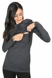 MijaCulture – 3 w 1 bluza ciążowa i do karmienia „Neli” M007 grafit
