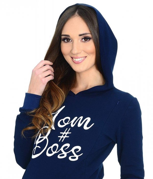 Wygodna bluza ciążowa i do karmienia &quot;Mom Boss&quot; 9087 ciemny granat 3