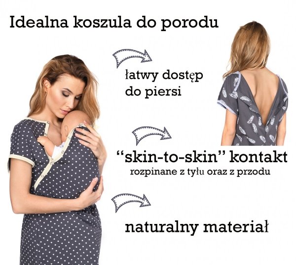 MijaCulture - koszula do porodu 4123 M80 rożowa/serduszka