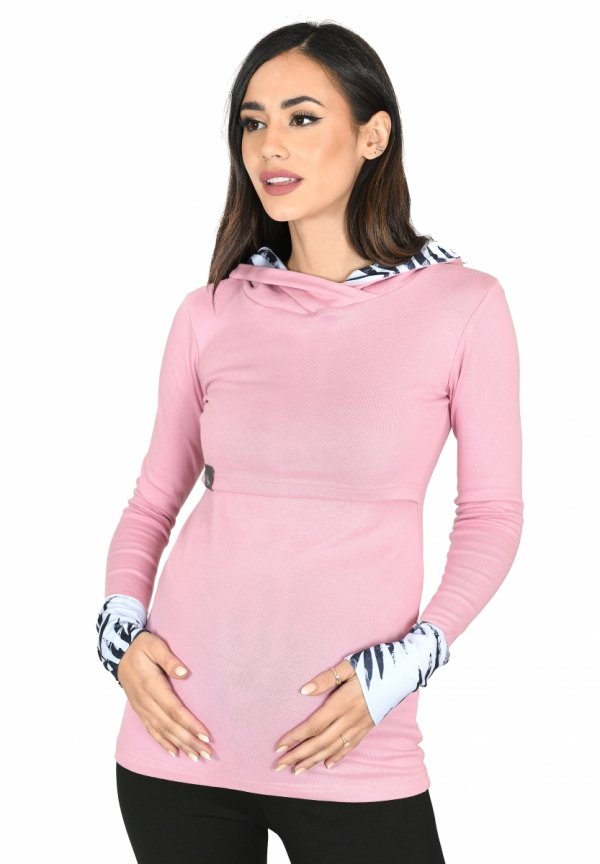 MijaCulture – 3 w 1 bluza ciążowa i do karmienia „Neli” M007 róż