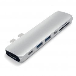 Satechi USB-C PRO HUB - Thunedrbolt 3 / HDMI / USB 3.0 / USB-C / SD / microSD / Silver (srebrny)