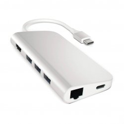Satechi USB-C Multiport Ethernet HUB - 3xUSB 3.0 / Ethernet / HDMI / USB-C (PD) / SD / microSD / Silver (srebrny)