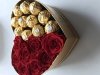  Box serce róże świeże, żywe i Ferrero Rocher