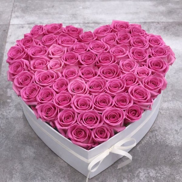 DUŻY XL Box serce + róże świeże, żywe 