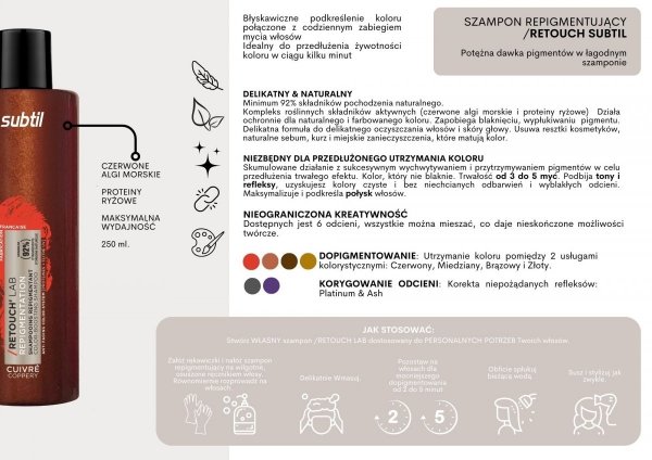 Szampon Repigmentujący Subtil Retouch 250 ml GOLD / ZŁOTY