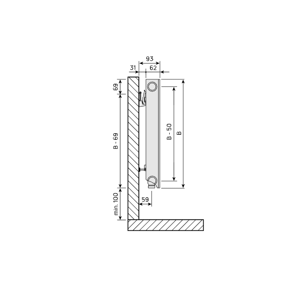 Purmo Plan Ventil Compact Flex FCVF11 600x2300