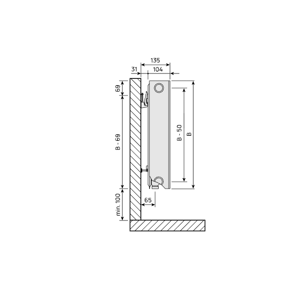 Purmo Plan Ventil Compact Flex FCVF22 500x400