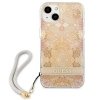 Guess Flower Cord - Etui ze smyczką iPhone 13 mini (Gold)