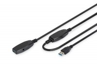 Digitus Kabel przedłużający USB 3.0 SuperSpeed Typ USB A/USB A M/Ż aktywny 15m Czarny 