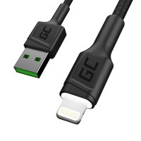 Green Cell Ray - Kabel Przewód USB - Lightning 200cm z białym podświetleniem LED, szybkie ładowanie Apple 2.4A 