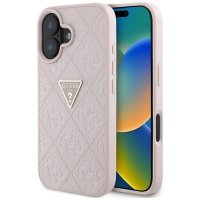 Guess Hot Stamp 4G Pattern Triangle Metal Logo - Etui do iPhone 16 (różowy) 