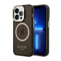 Guess Gold Outline Translucent MagSafe - Etui iPhone 14 Pro (czarny) 