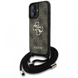 Guess 4G Big Logo Cord Strap Crossbody - Etui do iPhone 16 Plus (brązowy)