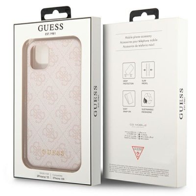 Guess 4G Metal Gold Logo – Etui iPhone 11 (różowy)