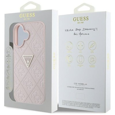 Guess Hot Stamp 4G Pattern Triangle Metal Logo - Etui do iPhone 16 (różowy)