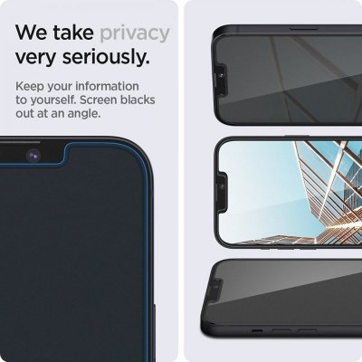Spigen GLAS.TR EZ FIT Privacy 2-Pack - Szkło hartowane z filtrem prywatyzującym do iPhone 16e / iPhone 14 / iPhone 13 Pro / iPho