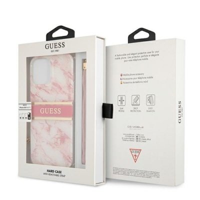 Guess Marble Strap - Etui iPhone 13 Pro Max (różowy)