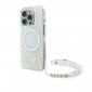 Guess IML Flowers Allover Electro With Pearl Strap MagSafe - Etui iPhone 16 Pro (biały) 