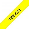 Taśma Brother TZE-C31. czarny druk/sygnalizacyjny żółty podkład. laminowane. 5m. 12mm TZEC31