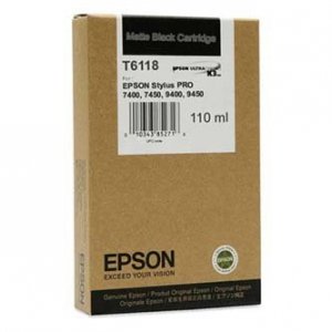 Epson oryginalny Wkład atramentowy / tusz C13T611800. matte black. 110ml. Epson Stylus Pro 7400. 7450. 7800. 7880. 9400. 9800. 988 C13T611800