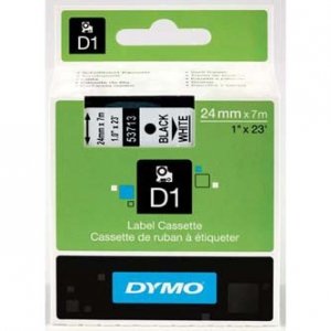 Dymo oryginalna taśma do drukarek etykiet. Dymo. 53713. S0720930. czarny druk/biały podkład. 7m. 24mm. D1 53713