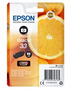 Tusz EPSON C13T33414012, T33, photo black, 4,5ml, Epson Expression Home a Premium XP-530,630,635,830