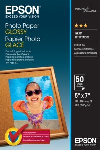Epson Glossy Photo Paper, foto papier, połysk, biały, 13x18cm, 200 g/m2, 50 szt., C13S042545, atrament