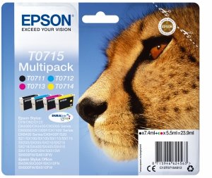 Tusz EPSON C13T07154012, CMYK, 23.9ml, Epson D78, DX4000, DX4050, DX5000, DX5050, DX6000, DX605