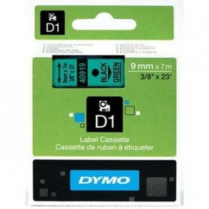 Dymo oryginalna taśma do drukarek etykiet. Dymo. 40919. S0720740. czarny druk/zielony podkład. 7m. 9mm. D1 40919