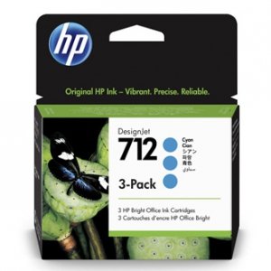 HP oryginalny wkład atramentowy / tusz 3ED77A, HP 712, cyan, 29ml, HP 3-pack DesignJet Studio,T210,T230,T250,T630,T650