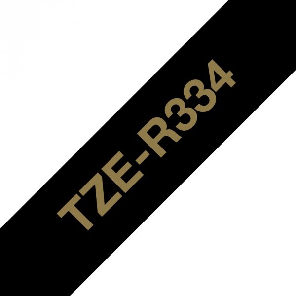 Taśma Brother TZE-R334, złoty druk/czarny podkład, tekstylny, 4m, 12mm
