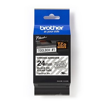 Brother oryginalny taśma do drukarek etykiet, Brother, TZE-S151, czarny druk/przezroczysty podkład, laminowane, 8m, 24mm, mocny kl