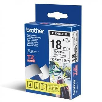 Taśma Brother TZEFX241. czarny druk/biały podkład. laminowane. 8m. 18mm. flex­ TZEFX241