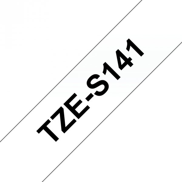 Taśma Brother TZE-S141. czarny druk/przezroczysty podkład. laminowane. 8m. 18mm. mocny kl TZES141