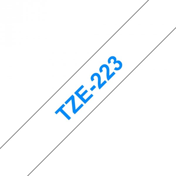 Taśma Brother TZE-223. niebieski druk/biały podkład. laminowane. 8m. 9mm TZE223