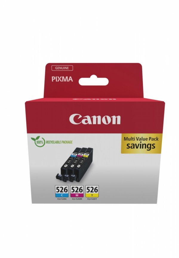 Tusz Canon CLI-526 CMY, 4541B019, CMY, blistr z ochroną, 9ml, multi pack