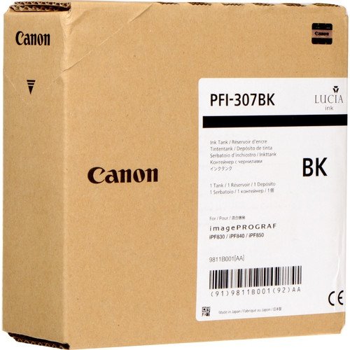 Tusz Canon PFI307BK. black. 330ml. 9811B001. ploter iPF-830. 840. 850 9811B001
