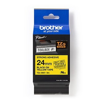 Taśma Brother TZE-S651, czarny druk/żółty podkład, laminowane, 8m, 24mm, mocny klej