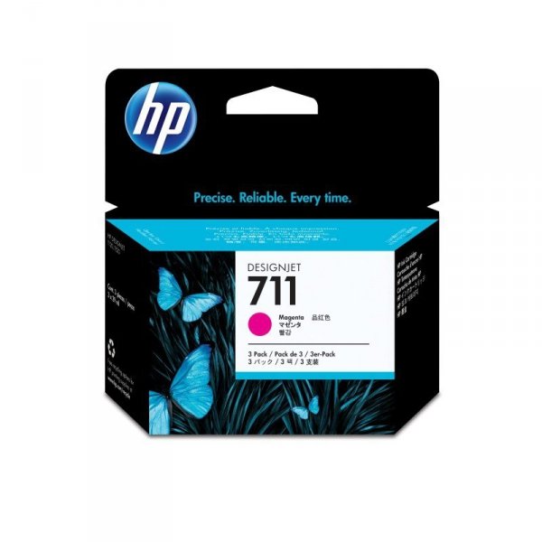 HP 711 Magenta 3x29ml. oryginalny wklad atramentowy / tusz do plotera Designjet T120/T520 purpurowy. trójpak CZ135A