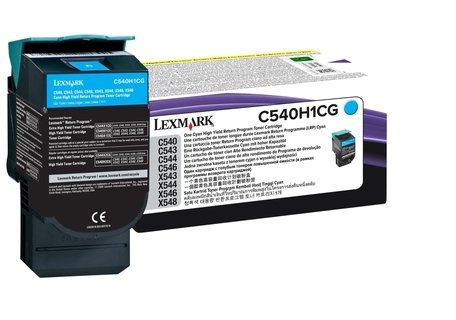 Toner Lexmark C540H1CG. cyan. 2000s. return. high capacity. Lexmark C540. X543. X544. X543. X544 C540H1CG