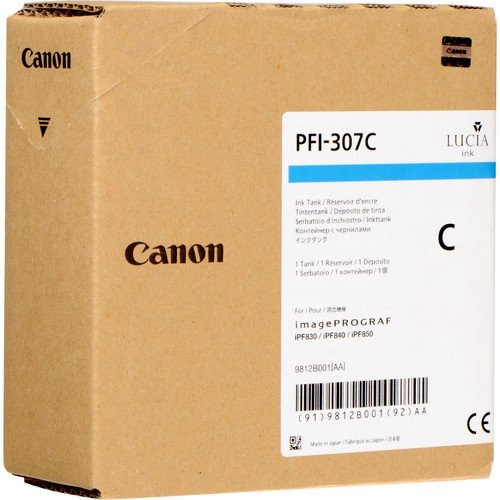 Tusz Canon PFI307C. cyan. 330ml. 9812B001. ploter iPF-830. 840. 850 9812B001