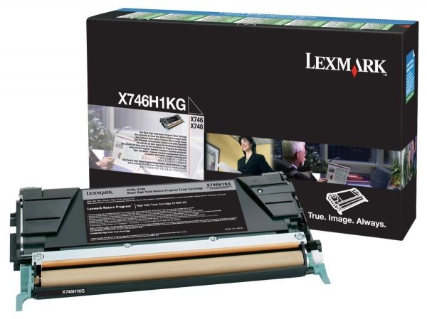 Lexmark oryginalny toner X746H1KG. black. 12000s. return. high capacity. Lexmark X746DE. X748DE. X748DTE X746H1KG